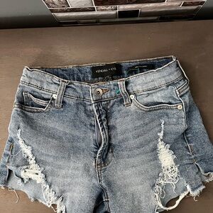 Kendall & Kylie Ripped Jean Shorts - Classic Blue